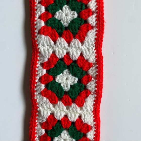 Crocheted Granny Square Christmas Stocking Mom Red Green 19” Long Hand Made EUC - Picture 3 of 16